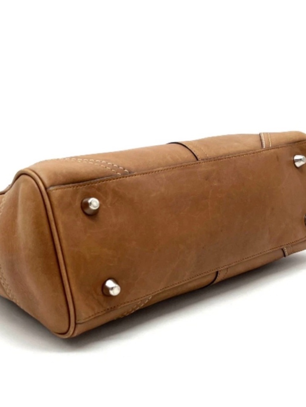 Coach Tan Leather Satchel with Bit-Detail - Picture 4 of 11